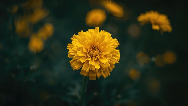 Bright Yellow Flower in Focus Against a Soft Dark Background