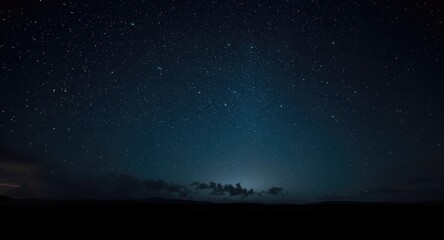 Fototapeta premium Starry Night Sky Over Horizon - Clear Dark Landscape, Tranquil Atmosphere