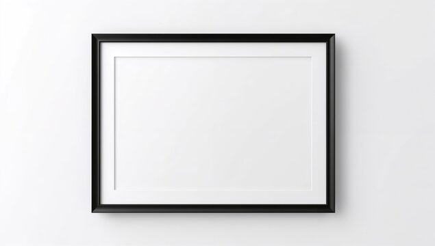 Blank Picture Frame with Black Border Isolated on White Background
