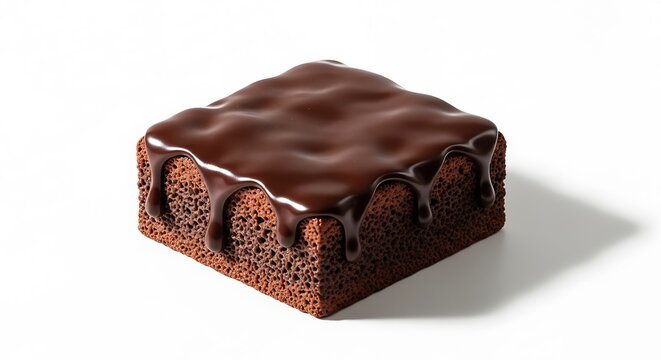 Square chocolate brownie cake with dark berry glaze topping
