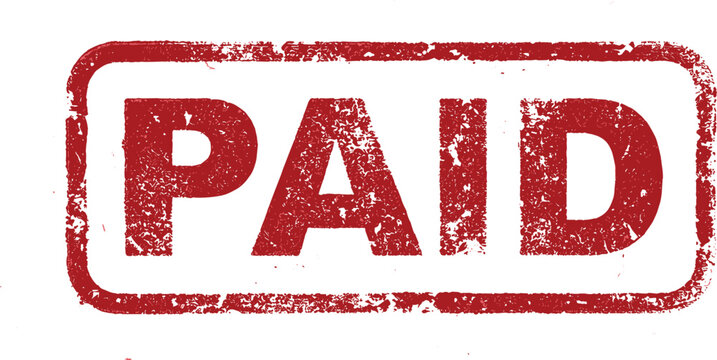 Paid red rubber stamp vector grunge texture illustration for business financial invoice payment status received document verification layout element