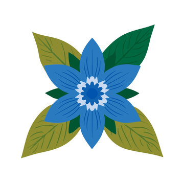 Clean flat 2D illustration of Borage Flower, simple contemporary design, isolated on a white background.