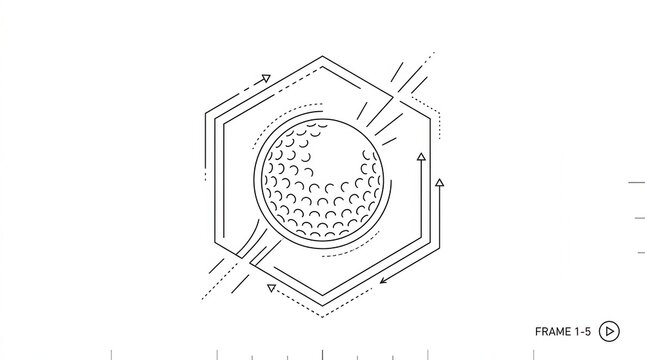 technical drawing of a golf ball in a hexagonal shape