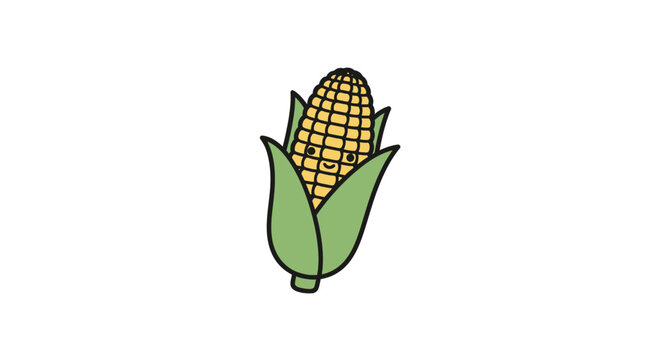 Cute Cartoon Corn Cob Character Illustration