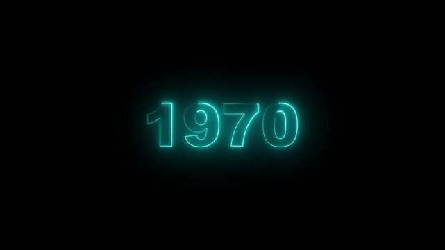 1970 neon sign glowing animation, retro vintage style typography motion for nostalgic projects light