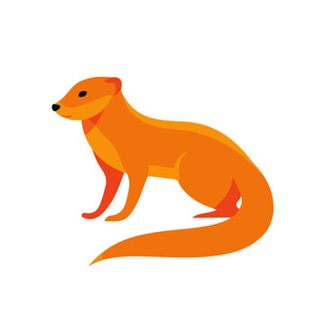 Mongoose, simple flat 2D artwork with minimal details, isolated on a white background.