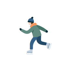 Fototapeta premium Simple flat 2D illustration of Ice Skating, modern minimalist artwork, isolated on a white background.