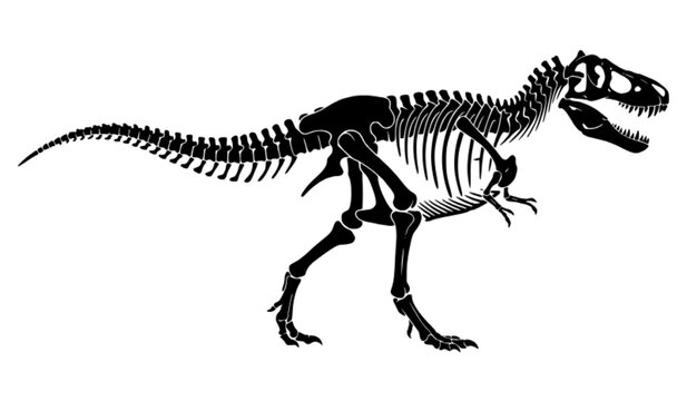 Tyrannosaurus Skeleton Silhouette Prehistoric Dinosaur Fossil Museum Vector Illustration