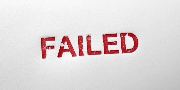 Red Failed Text Stamped on White Background in Distressed Style