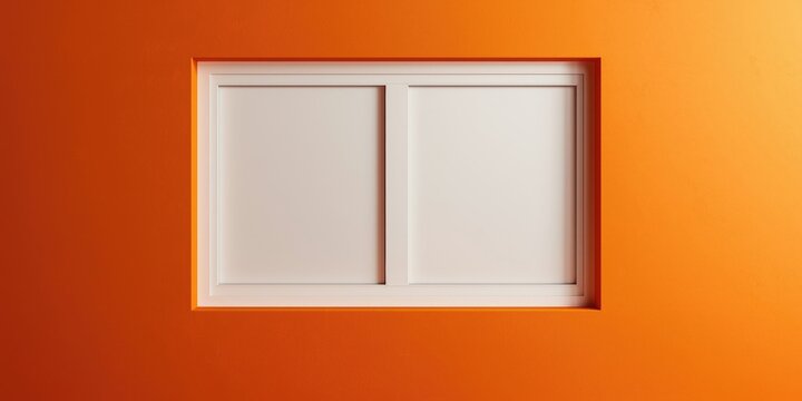 White Window Frame Set into Orange Wall in Minimalist Style