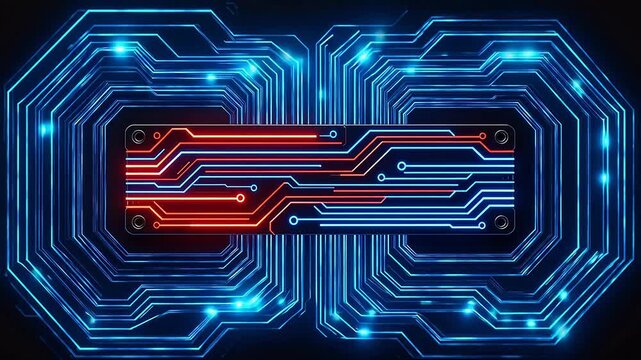 Circuit board with glowing lines
