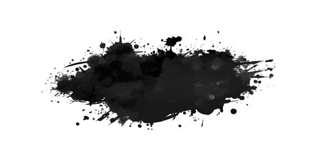 Obraz premium Abstract Black Ink Splat Grunge Background with Paint Splash Splatter Stain Spray Drip Texture Frame Vector Illustration Design Element.