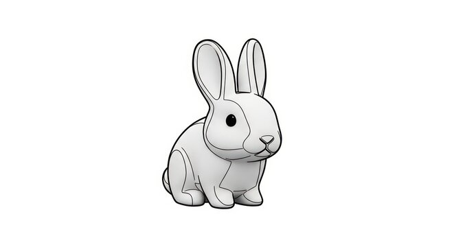 Cute cartoon rabbit sitting down.