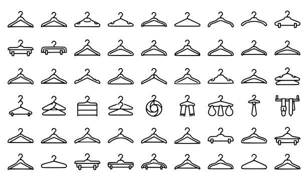 Clothes Hanger Outline Icon Set Coat Hanger Vector Collection