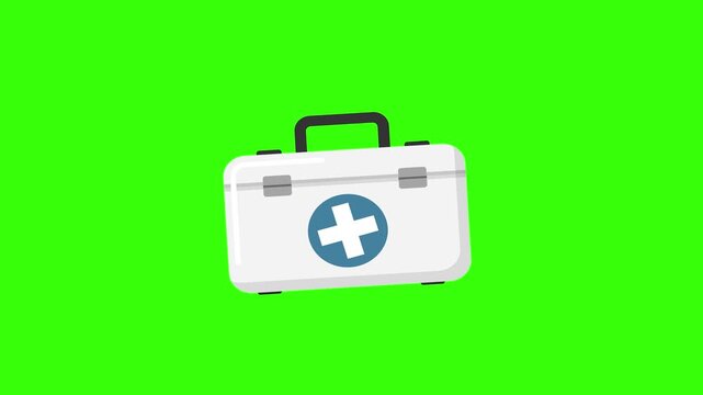 Medical First Aid Kit Animated Icon Loop on Green Screen Background