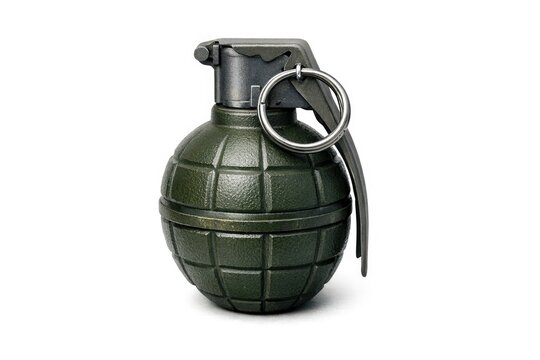 A green hand grenade on a white background