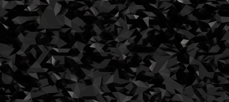 Dark geometric abstract background with sharp polygon shapes and light reflections