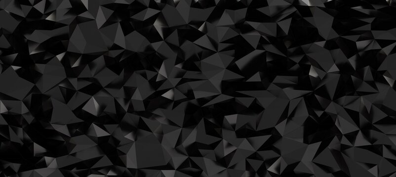 Abstract black geometric background with polygon shapes and low poly pattern