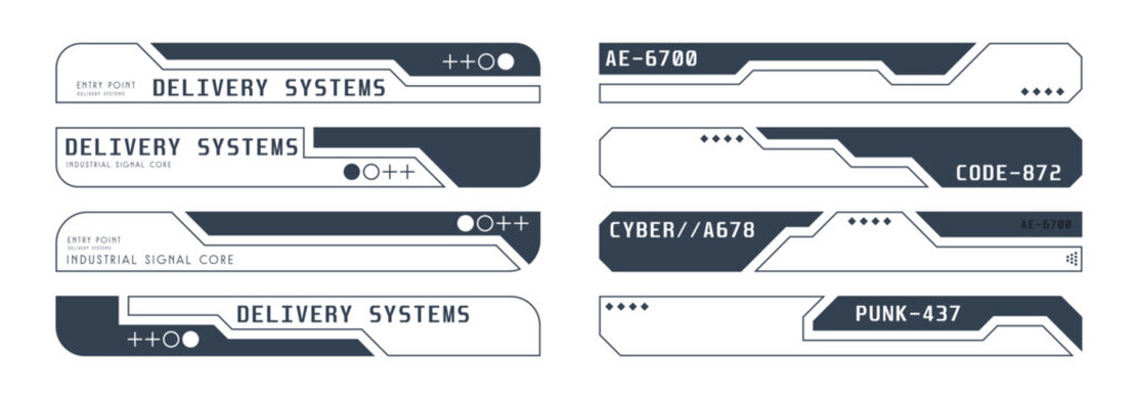 Set of futuristic digital interface bars and scifi lower thirds element HUD