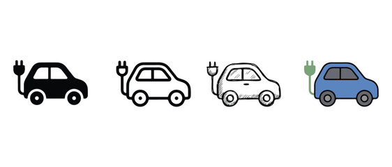 Naklejka premium electric cars with charging symbols representing ecofriendly transportation concepts