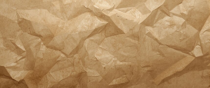 Crumpled Brown Paper Texture with Subtle Patterns and Warm Tones