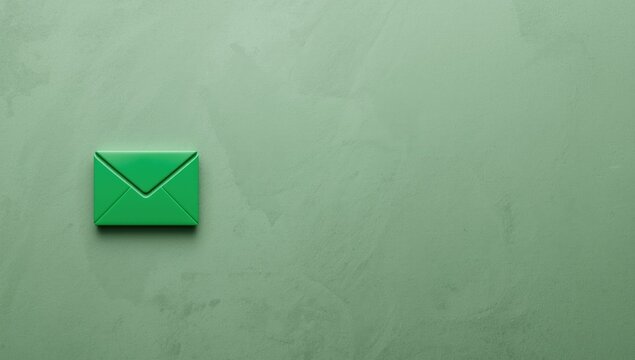 Green Envelope on Textured Light Green Background with Negative Space
