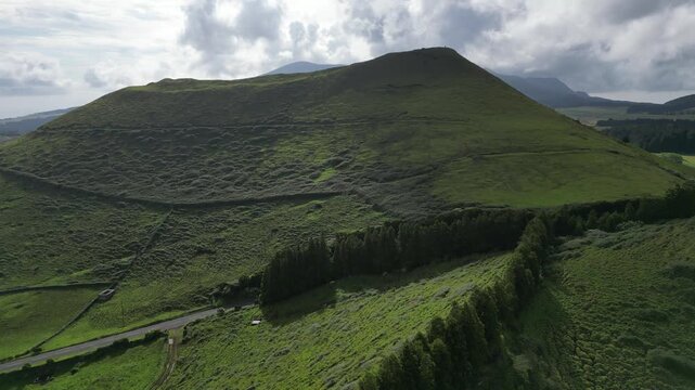Aerial View of Terceira Island and Ilh&eacute;us das Cabras Azores Portugal