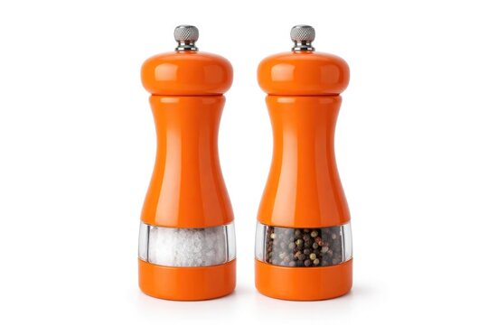 Orange Salt and Pepper Shakers Isolated on White with Minimal Background