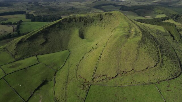 Aerial View of Terceira Island and Ilh&eacute;us das Cabras Azores Portugal