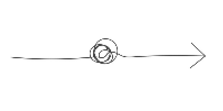 Halftone arrow with tangled knot, vector illustration