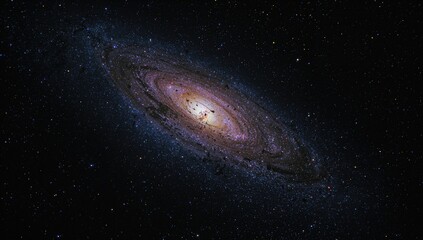 Andromeda Galaxy in Deep Space with Colorful Nebulae and Stars © vxnaghiyev