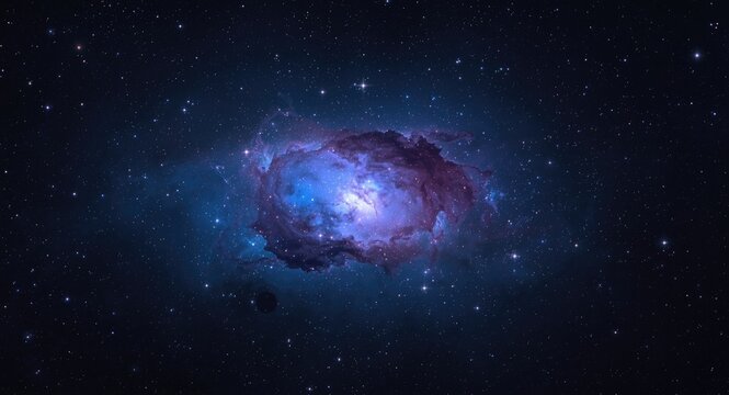 Colorful Nebula Against a Starry Night Sky in Deep Space