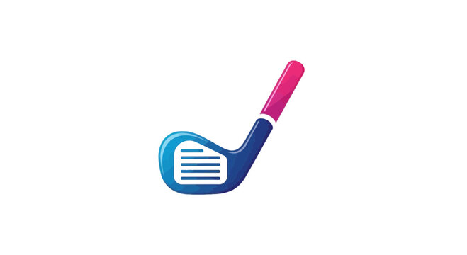 Modern golf club icon with document pattern and pink handle