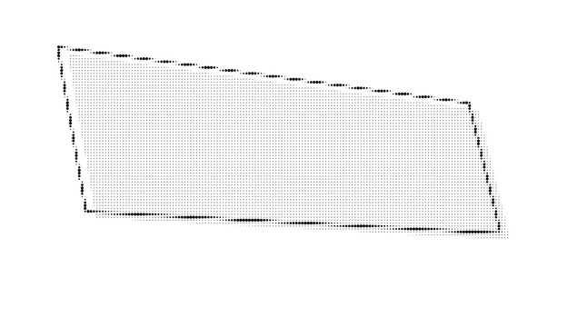 Abstract trapezoid shape made of halftone dots, vector illustration