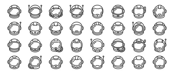 Minimal astronaut helmet icon design in flat vector style for space exploration concept © Ojo