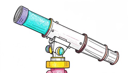 Colorful Vintage Telescope in Closeup View with Detailed Mechanics © vxnaghiyev