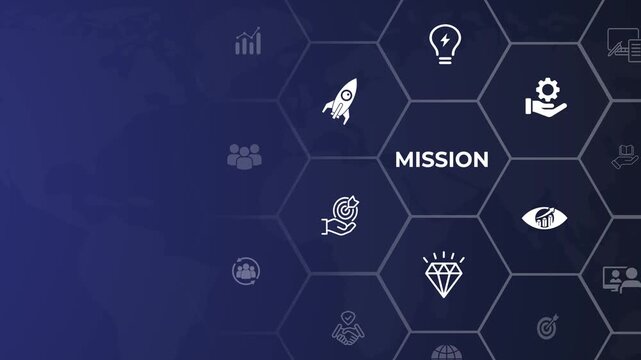 Mission, vision and values of business concept. Animation of business presentation. 4k video. 