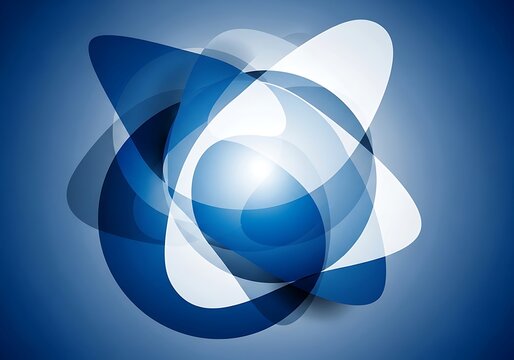 Abstract blue and white glowing digital background with overlapping dynamic shapes for modern technology concepts