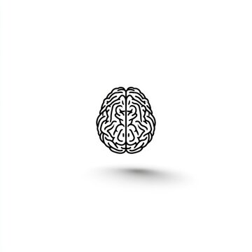 Minimalist Line Art Icon of a Human Brain.