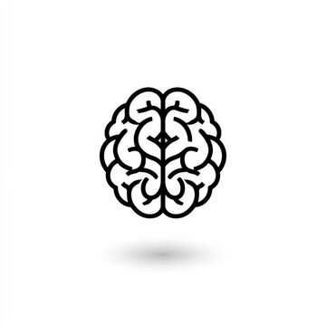 Minimalist Line Art Icon of a Human Brain.