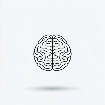 Minimalist Line Art Illustration of a Human Brain Top View.