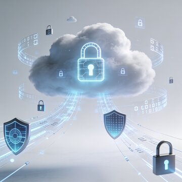 Cloud Security Protection Concept with Digital Lock and Secure Data Storage Technology