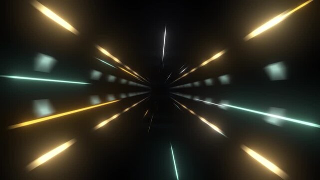 High Speed Warp Speed Hyperspace Tunnel with Glowing Light Streaks Cinematic 3D Motion Graphic Loop for Sci-Fi Faster Than Light Travel