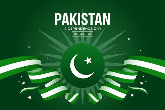 Pakistan independence day celebration background with crescent and star