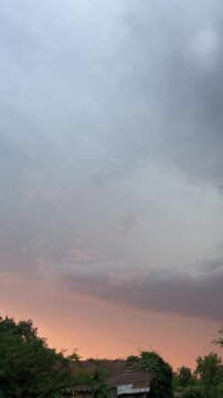 evening sky flashing with lightning. High quality 4k footage