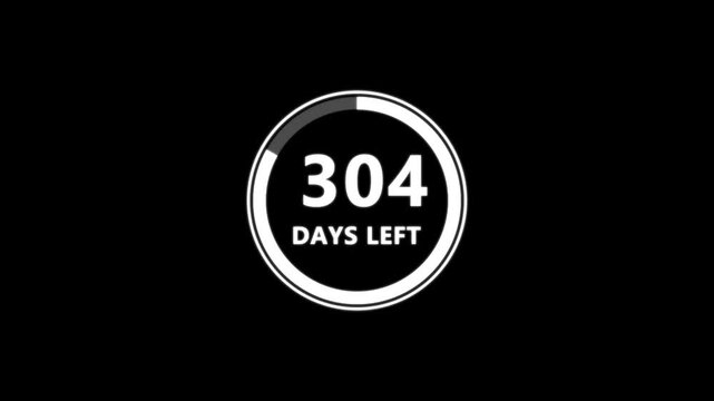 Countdown timer showing 365 days left in a circular graphic on black background for events and promotions, 365 days left timer with circular progress bar.