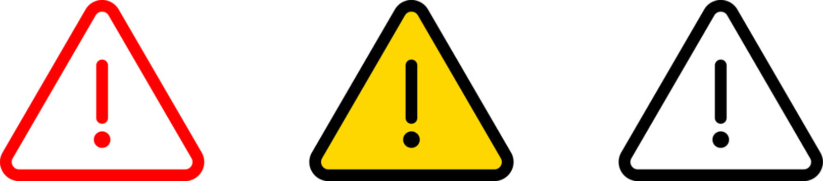 Warning and Caution Icon Collection. Danger, Alert and Safety Triangle Vector Symbols