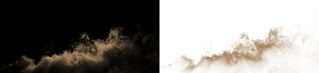 Brown smoke floats slowly against a transparent background, creating shapes and patterns that change over time in a unique way © Liubov