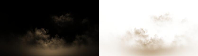 Brown clouds drift on a transparent background with no clear shapes during a bright moment © Liubov