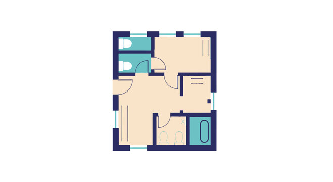 Technical architectural floor plan of modern apartment layout